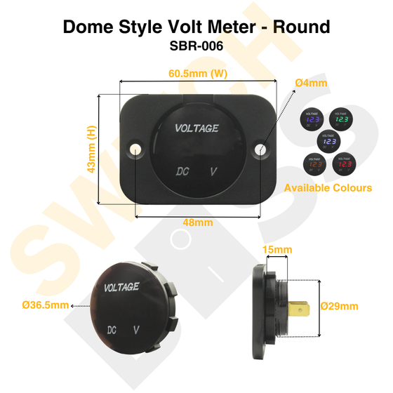 Dome Style Volt Meter - Round