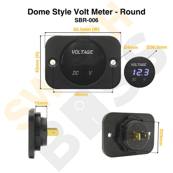 Dome Style Volt Meter - Round