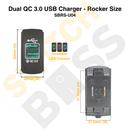 Dual QC 3.0 USB Charger - Rocker Size-12