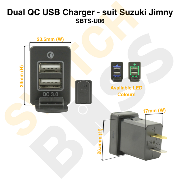 Dual QC USB Charger - suit Suzuki Jimny
