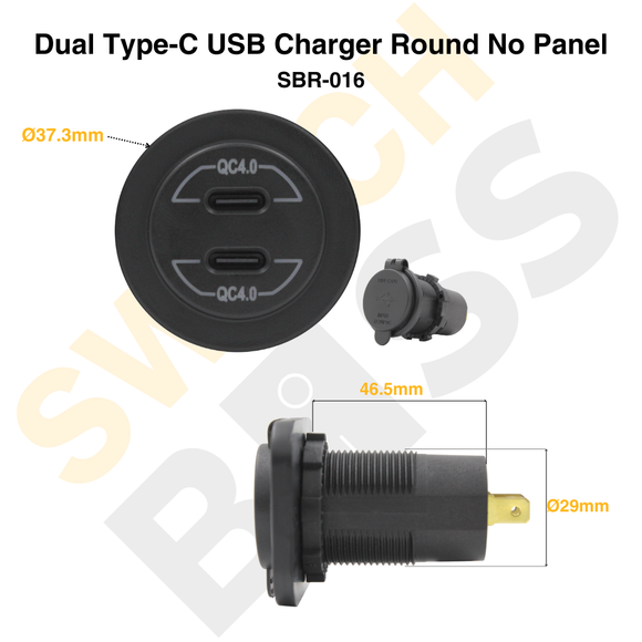 Dual Type-C USB Charger - Round