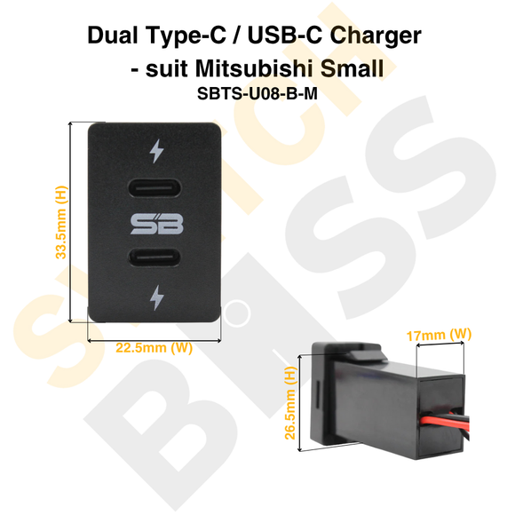 Dual Type-C / USB-C Charger - suit Mitsubishi Small