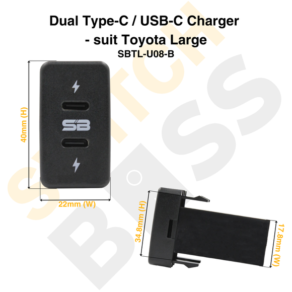 Dual Type-C / USB-C Charger - suit Toyota Large