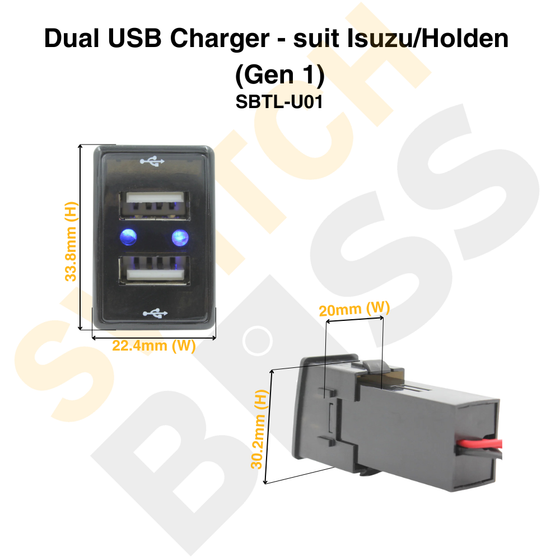 Dual USB Charger - suit Isuzu/Holden (Gen 1)