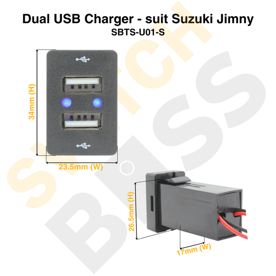 Dual USB Charger - suit Suzuki Jimny