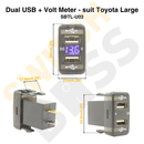 Dual USB + Volt Meter - suit Toyota Large-5