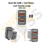 Dual QC USB + Volt Meter - suit Toyota Large