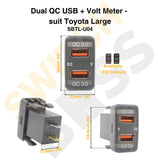 Dual QC USB + Volt Meter - suit Toyota Large