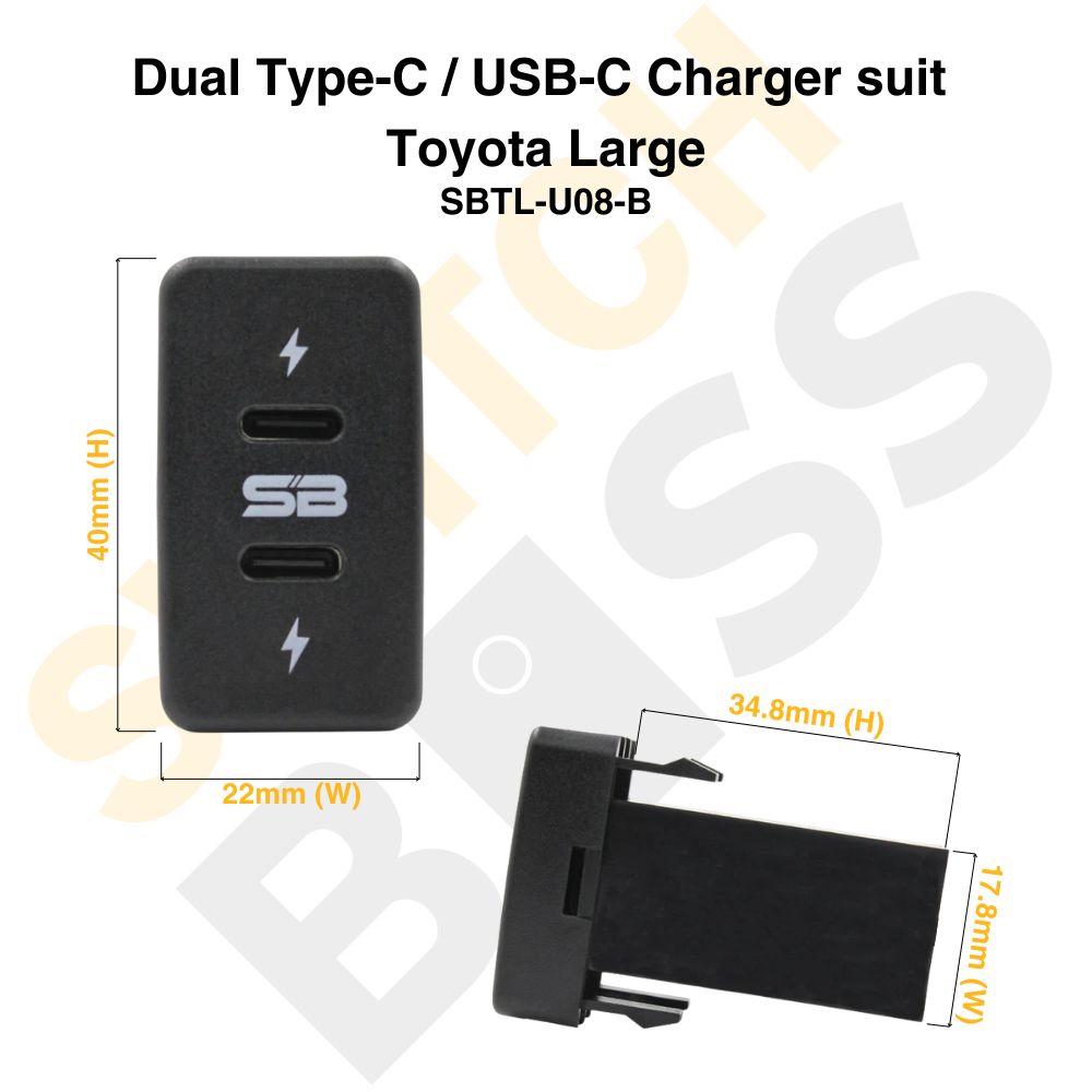 Dual Type-C / USB-C Charger - suit Toyota Large