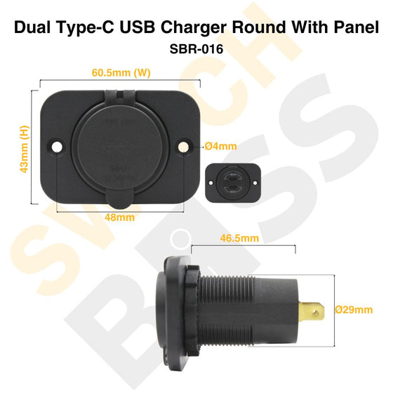Sizing Guide Dual Type-C USB Charger Round