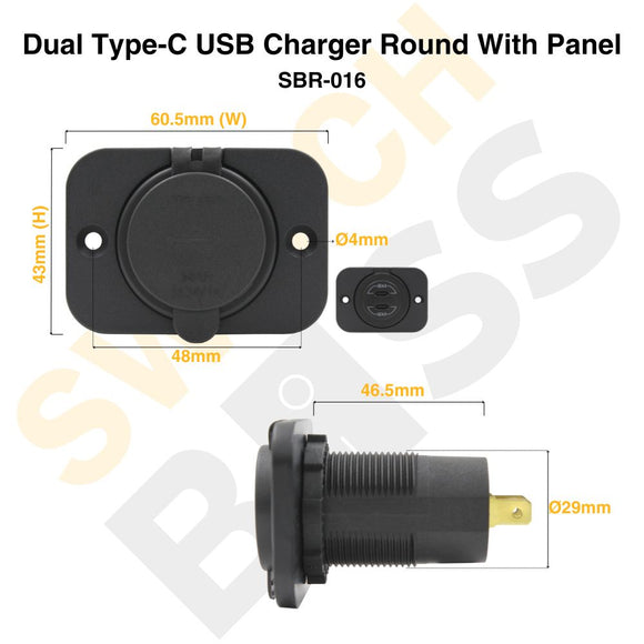 Sizing Guide Dual Type-C USB Charger Round