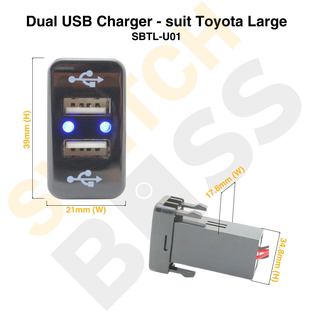 Dual USB Charger - suit Toyota Large