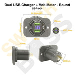 Sizing Guide Dual USB Charger + Volt Meter - Round