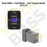 Dual USB + Volt Meter - suit Toyota Small