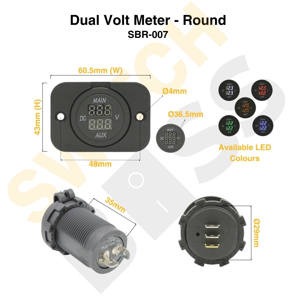 Sizing Guide Dual Volt Meter - Round