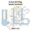 Blue 90°/Flag Spade Terminals