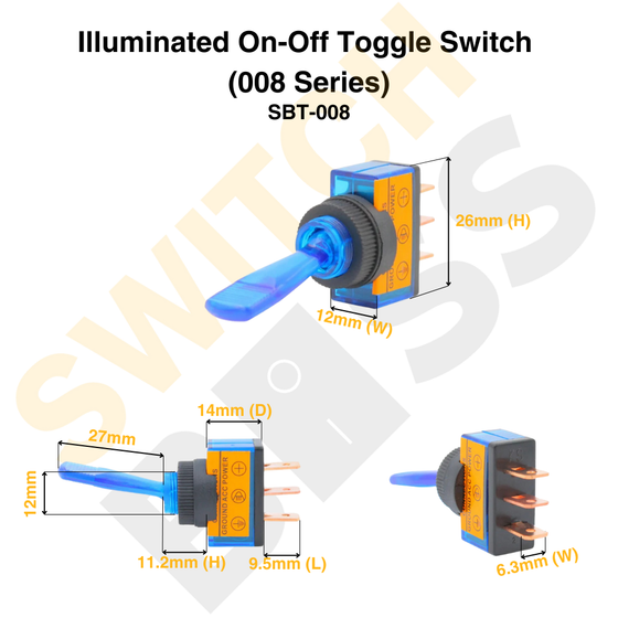 Illuminated On-Off Toggle Switch (008 Series)
