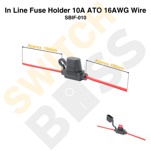 In Line Fuse Holder 10A 16AWG Wire