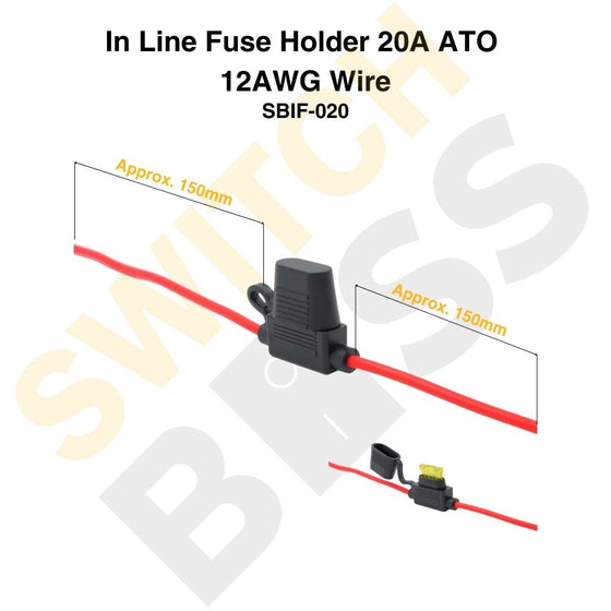 Sizing Guide In Line Fuse Holder 20A ATO 12AWG Wire