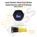 Laser Etched 19mm Push Switch/Centre LED (X19 Series)-50