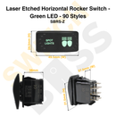 Laser Etched Horizontal Rocker Switch - Green LED - 90 Styles-109