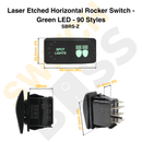 Laser Etched Horizontal Rocker Switch - Green LED - 90 Styles-109