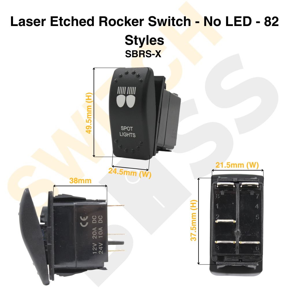 Laser Etched Rocker Switch - No LED - 88 Styles