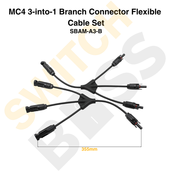MC4 3-into-1 Branch Connector Flexible Cable Set