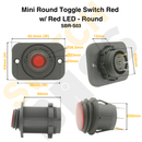 Mini Round Toggle Switch Red w/ Red LED - Round-17