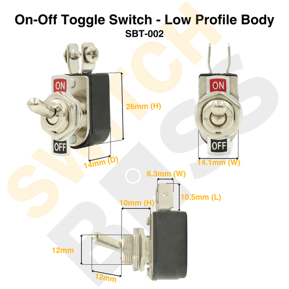 On-Off Toggle Switch - Low Profile Body