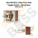 (On)-Off-(On) 3 Way Four Pole Toggle Switch - Momentary-7