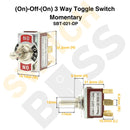 Sizing Guide (On)-Off-(On) 3 Way Toggle Switch Momentary DP