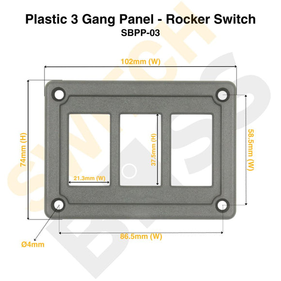 Plastic 3 Gang Panel - Rocker Switch