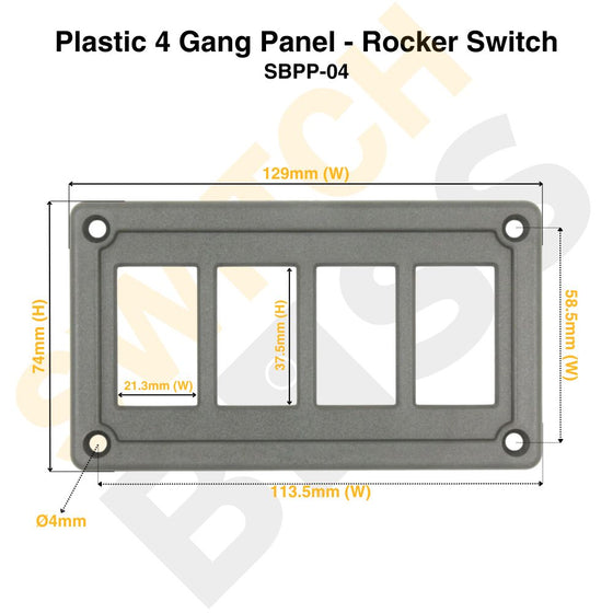 Plastic 4 Gang Panel - Rocker Switch