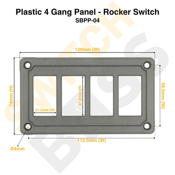 Plastic 4 Gang Panel - Rocker Switch