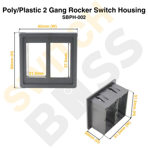 Poly/Plastic 2 Gang Rocker Switch Housing
