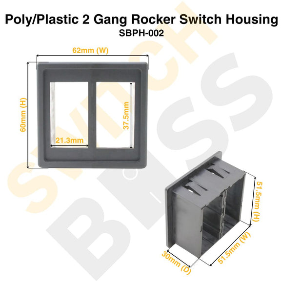 Poly/Plastic 2 Gang Rocker Switch Housing