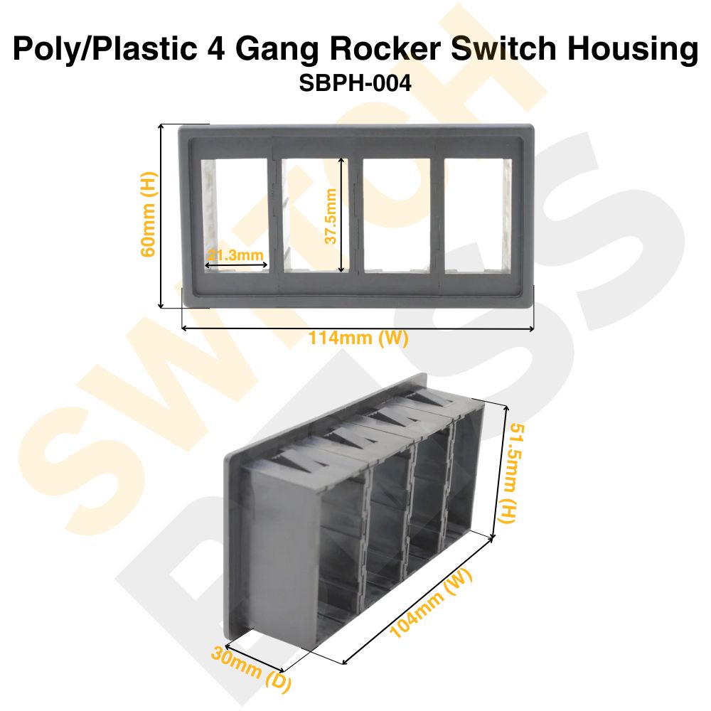 Poly/Plastic 4 Gang Rocker Switch Housing