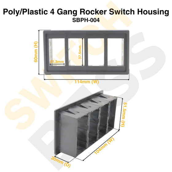 Poly/Plastic 4 Gang Rocker Switch Housing