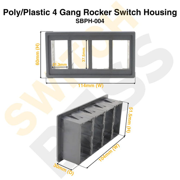 Poly/Plastic 4 Gang Rocker Switch Housing