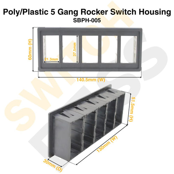 Poly/Plastic 5 Gang Rocker Switch Housing