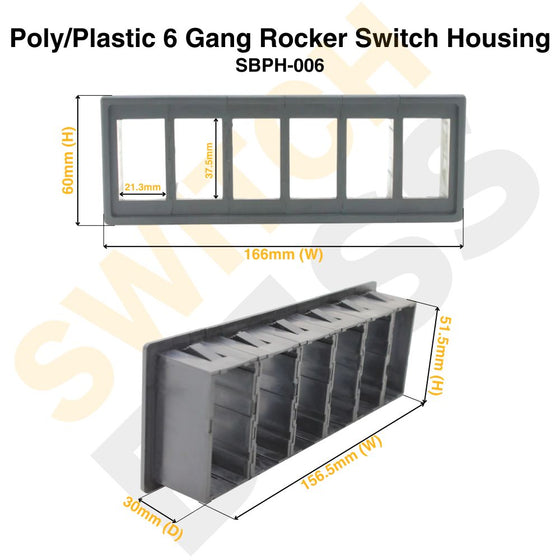 Poly/Plastic 6 Gang Rocker Switch Housing