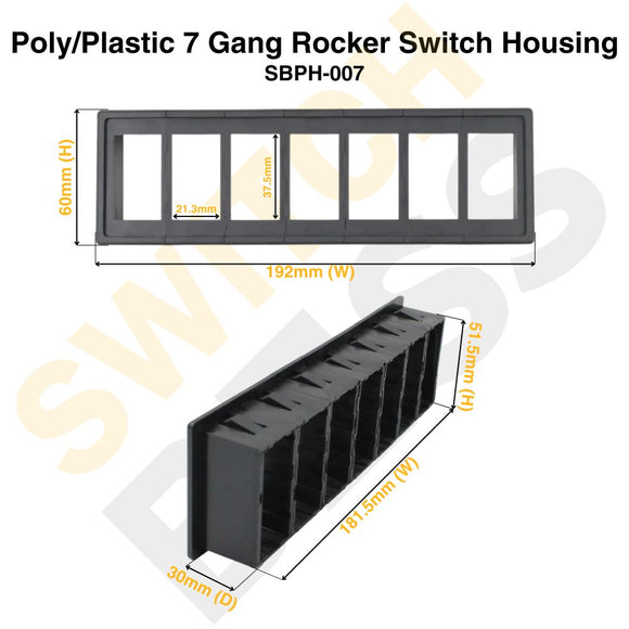 Poly/Plastic 7 Gang Rocker Switch Housing