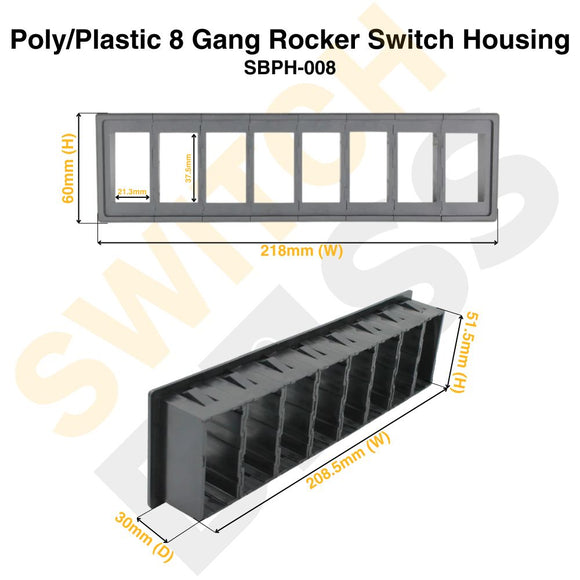 Poly/Plastic 8 Gang Rocker Switch Housing