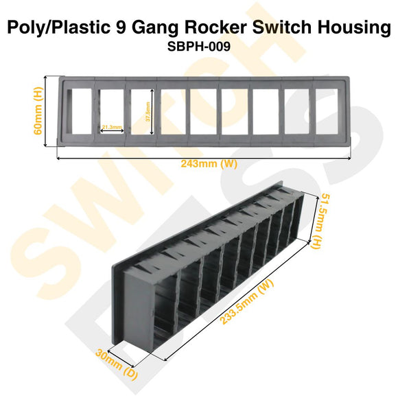 Poly/Plastic 9 Gang Rocker Switch Housing