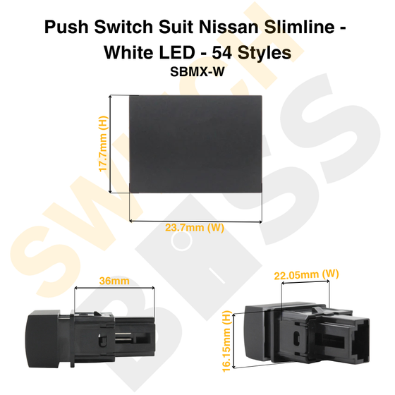 Push Switch Suit Nissan Slimline - White LED - 54 Styles