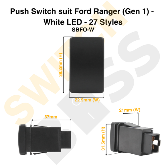 Push Switch suit Ford Ranger (Gen 1) - White LED - 27 Styles