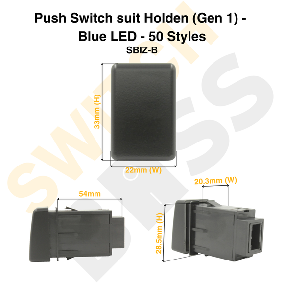 Push Switch suit Holden (Gen 1) - Blue LED - 50 Styles