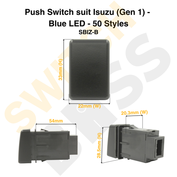 Push Switch suit Isuzu (Gen 1) - Blue LED - 50 Styles
