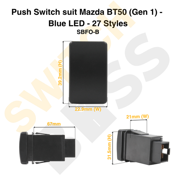 Push Switch suit Mazda BT50 (Gen 1) - Blue LED - 27 Styles